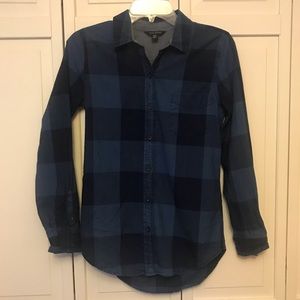 Lucky Brand Indigo Blue Buffalo Check Button Shirt